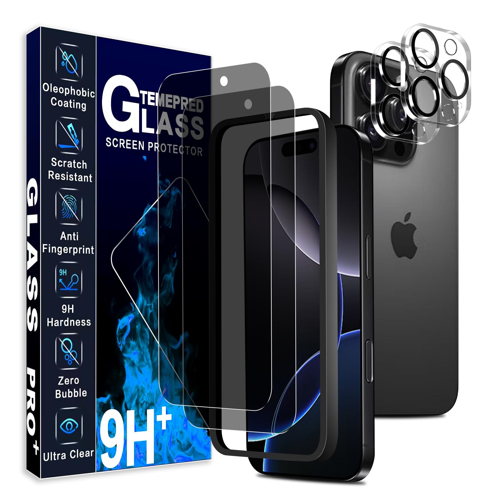 Amazon | 対応 iPhone 16 Pro ガラスフィルム 覗き見防止 【国産旭硝子